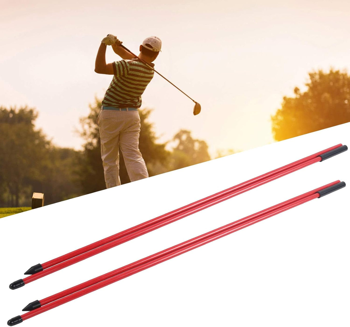 Collapsible Alignment Sticks,Fiberglass Golf Alignment Sticks, Golf Alignment Rods - Improve Swing Precision, 2 Section Foldable Design(Orange)