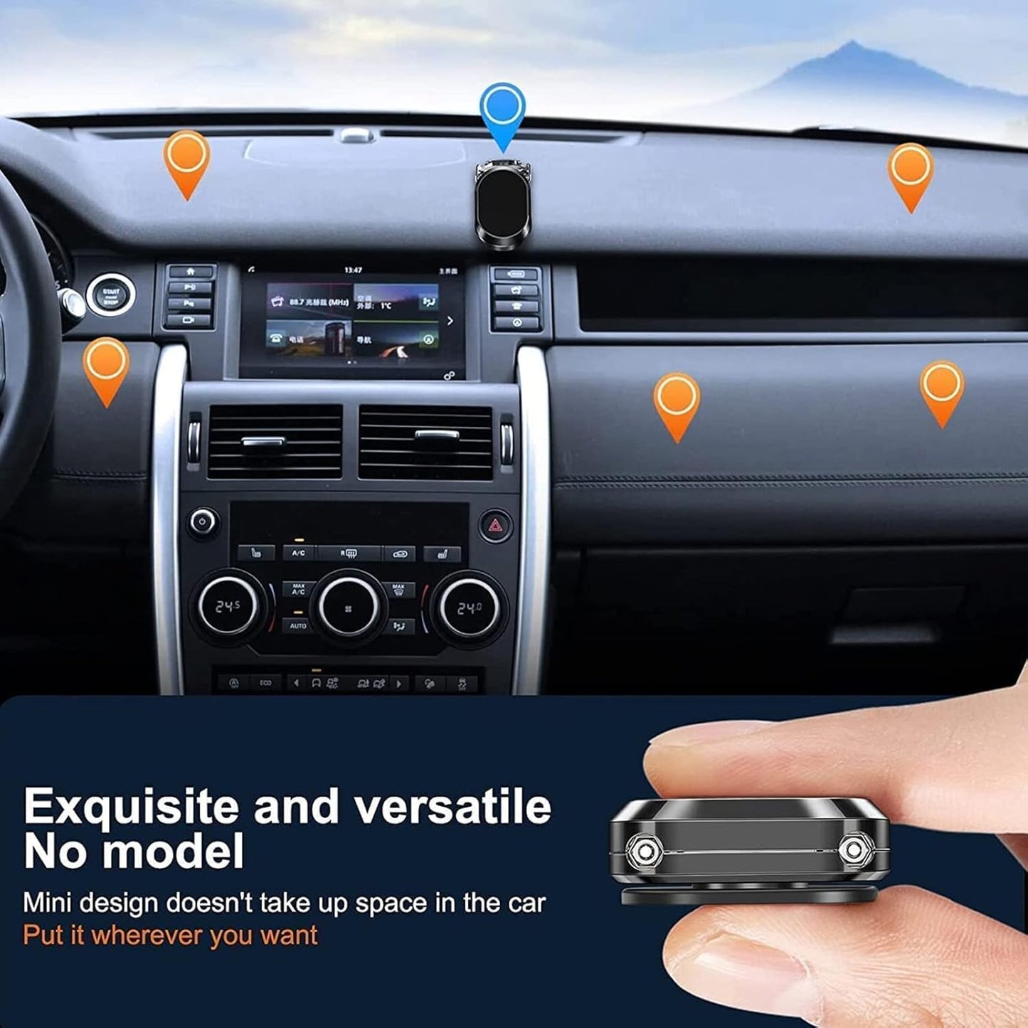 WIMISI Alloy Folding Magnetic Car Phone Holder, Magnetic Phone Holder for Car, 360° Rotation Dashboard Car Phone Mount Universal, Stable, no Shaking (Silver)