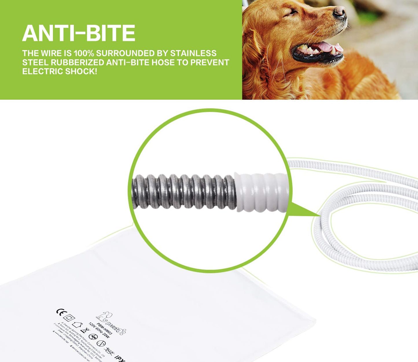 Pecute Haustier Heizkissen – Heizmatte für Hund & Katze, Wasserdichte Wärmedecke mit Konstanter Temperatur, L 65×50cm