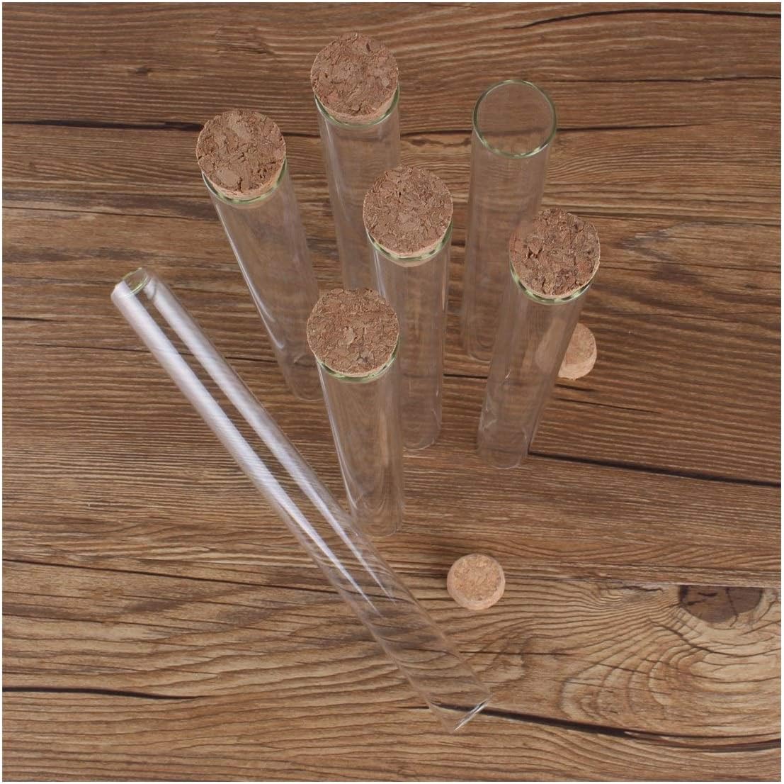 Pangyoo PYouo-Big Test Tubes, 15 Pieces Long Test Tubes, 55ml 22 * 220mm, with Cork Lids Glass Jars Glass Vials Small Glass Bottles, for DIY Craft Accessory