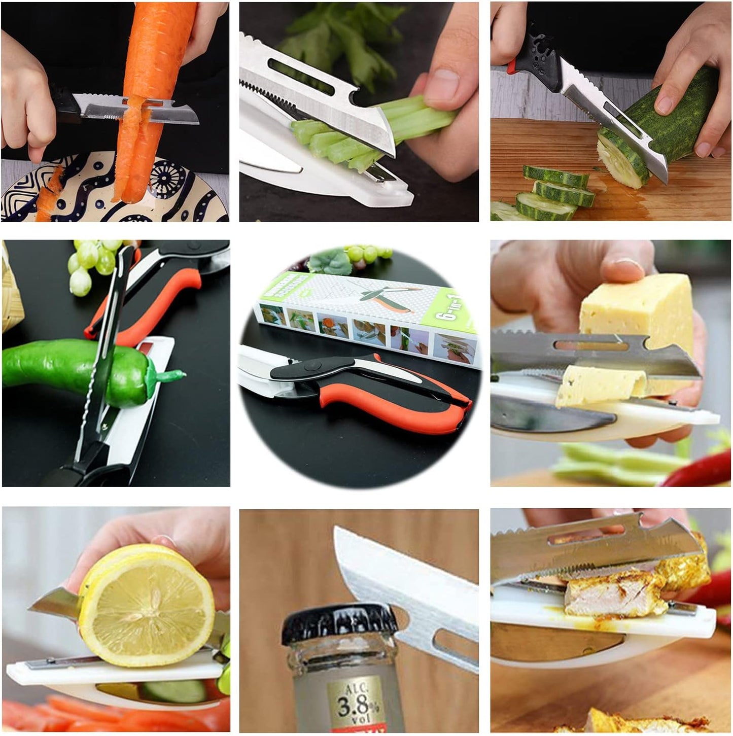 Vegetable Scissors and Food Cutter - Kitchen Shears With Cutting Board, Quick Slicer, Chopper for Meat and Vegetables