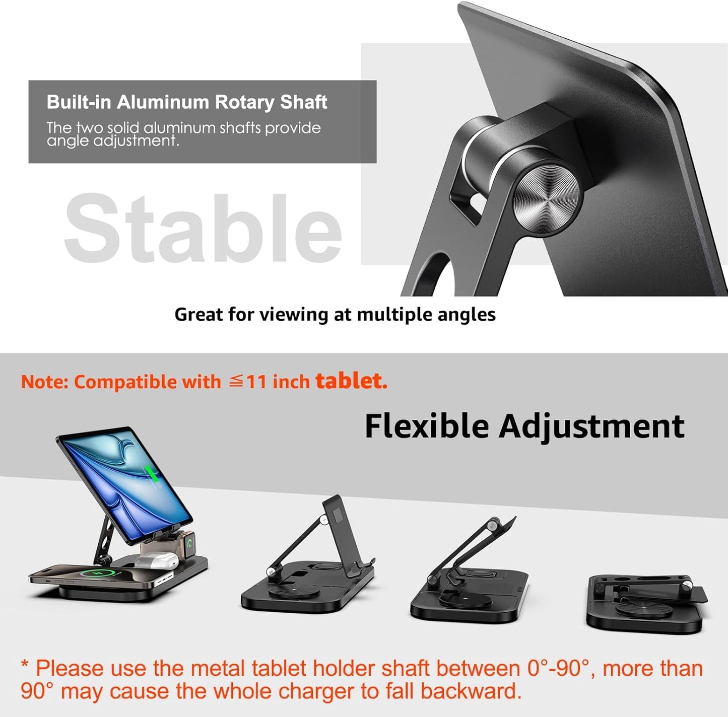 Wireless Charger 4 in 1 for Apple Charging Station for iPhone 17 Pro Max/16/15 Series, AirPods Pro 2, iPad Stand, Watch Charger for iWatch Series 10/9/8,...