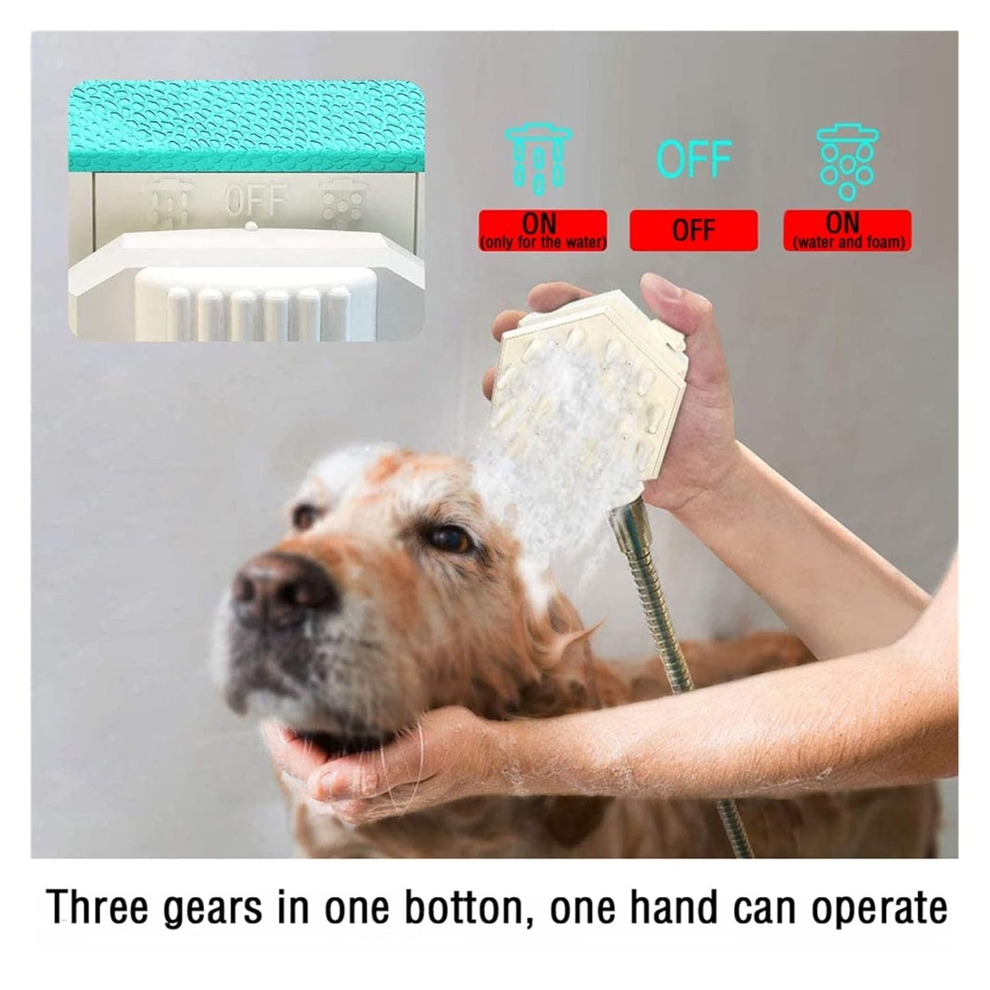 Thermostat Shower System Multi-Function Pet Bath Shower Head Dogs Water Sprayer Brush with Hose Washer Cat Home Cleaning Tools Bathroom Attachment Shower...