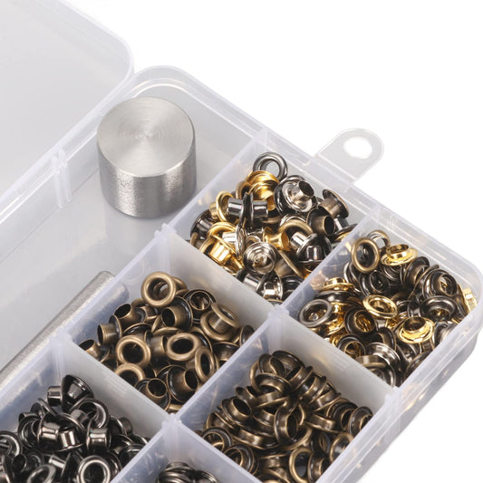 Hztyyier 280 Sets Grommet Kit – 4mm Metal Eyelets Tool Set for Leather, Fabric & DIY Crafts