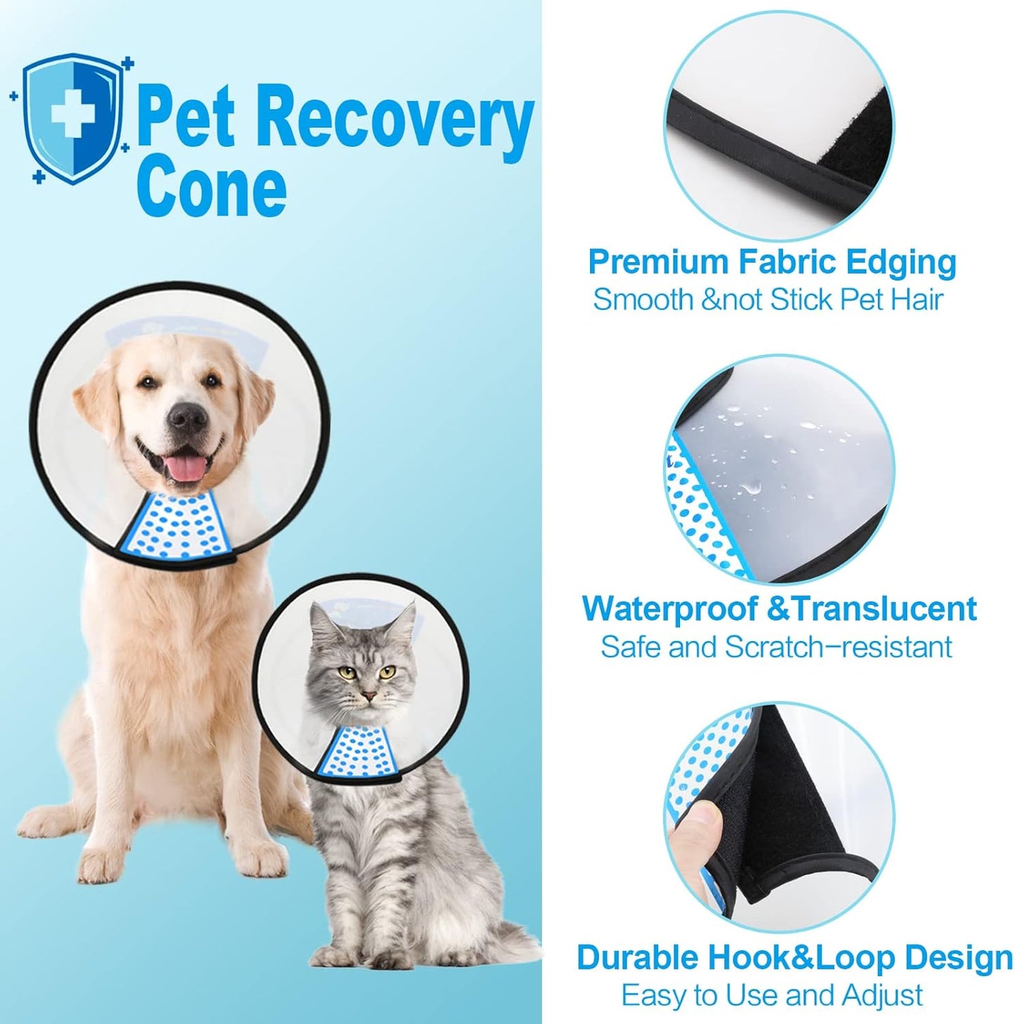 Supet Dog Cone Collar Adjustable After Surgery, Comfortable Pet Recovery Collar & Cone for Large Medium Small Dogs, Elizabethan Dog Neck Collar Plastic...