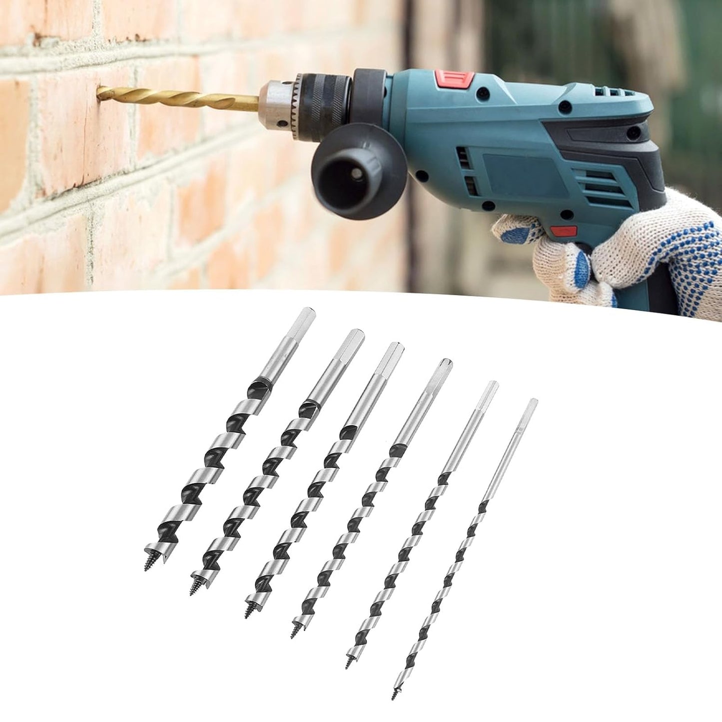 6Pcs Auger Drill Bit, 230mm Long Hex Shank Solid Ship Auger Bit Set for Home Processing Plant Use