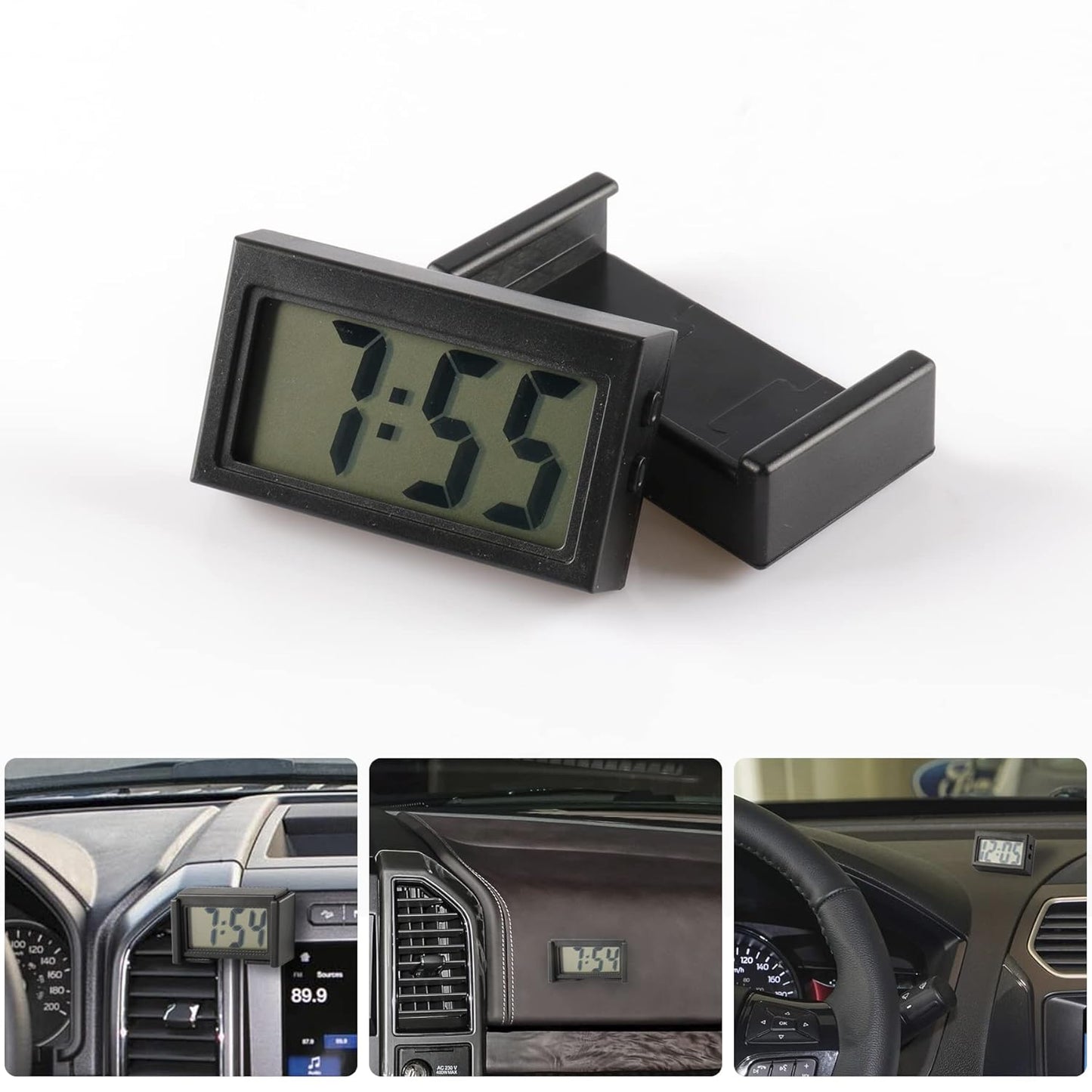 UYYE Mini Digital Car Clock Sticky Electronic Car Clock, Accessories with Clear LCD Screen Self-Adhesive Stand Digital Clock for Car Truck Dashboard Home..pack of 10