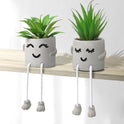 Cute Artificial Hanging Succulent Plant with Grey Cement Vase – Desk & Shelf Decor