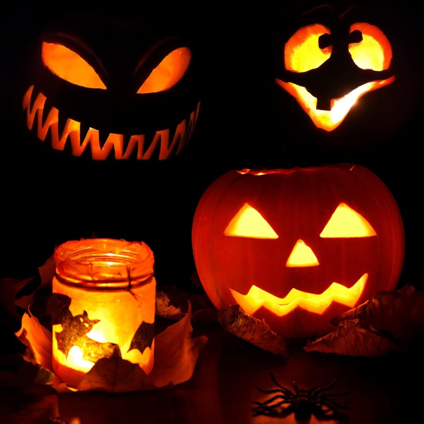 COM-FOUR® 2 x LED Halloween Flashing Pumpkins for Hollowed and Carved Pumpkins - Pumpkin Light (Set LED - 2 x Yellow)