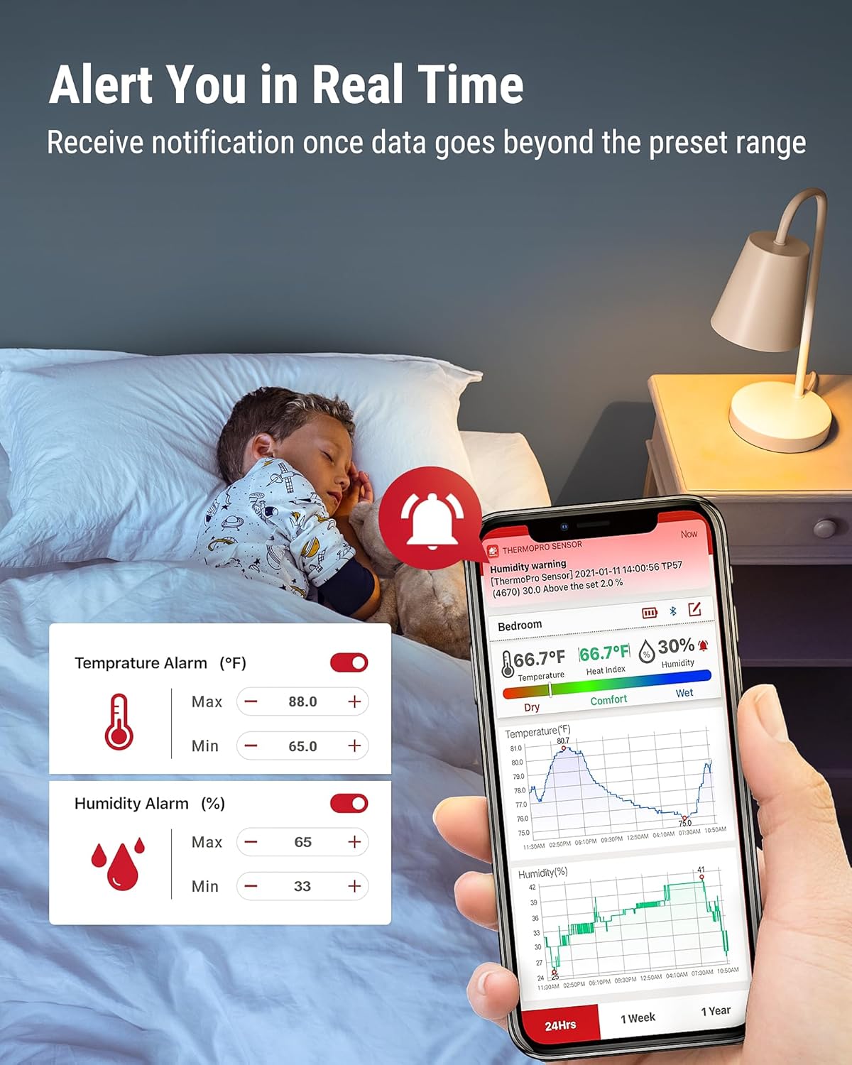 ThermoPro TP357 2 Pack 260FT Bluetooth Hygrometer Room Thermometer for Home with Remote Temperature and Humidity Monitor & Smart APP, Temperature...