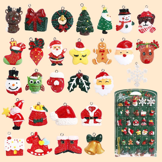 30 pcs Christamas Tree Decorations Clearance,Mini Resin Ornaments for Christmas Trees,Small Santa Clause Charms Xmas Decorations Sets for Girls Women