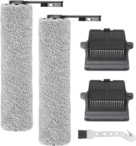 Accessory Set for Tineco iFLOOR 5 Breeze Complete Wet/Dry All-in-One Vacuum Cleaner Replacement Parts, 2 Brush Rollers + 2 Filters + 1 Cleaning Brush