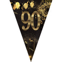 90th Happy Birthday Banner Bunting Flags 40 Pieces Gold and Black Glitter Birthday Anniversary Theme Party Decoration Supplies