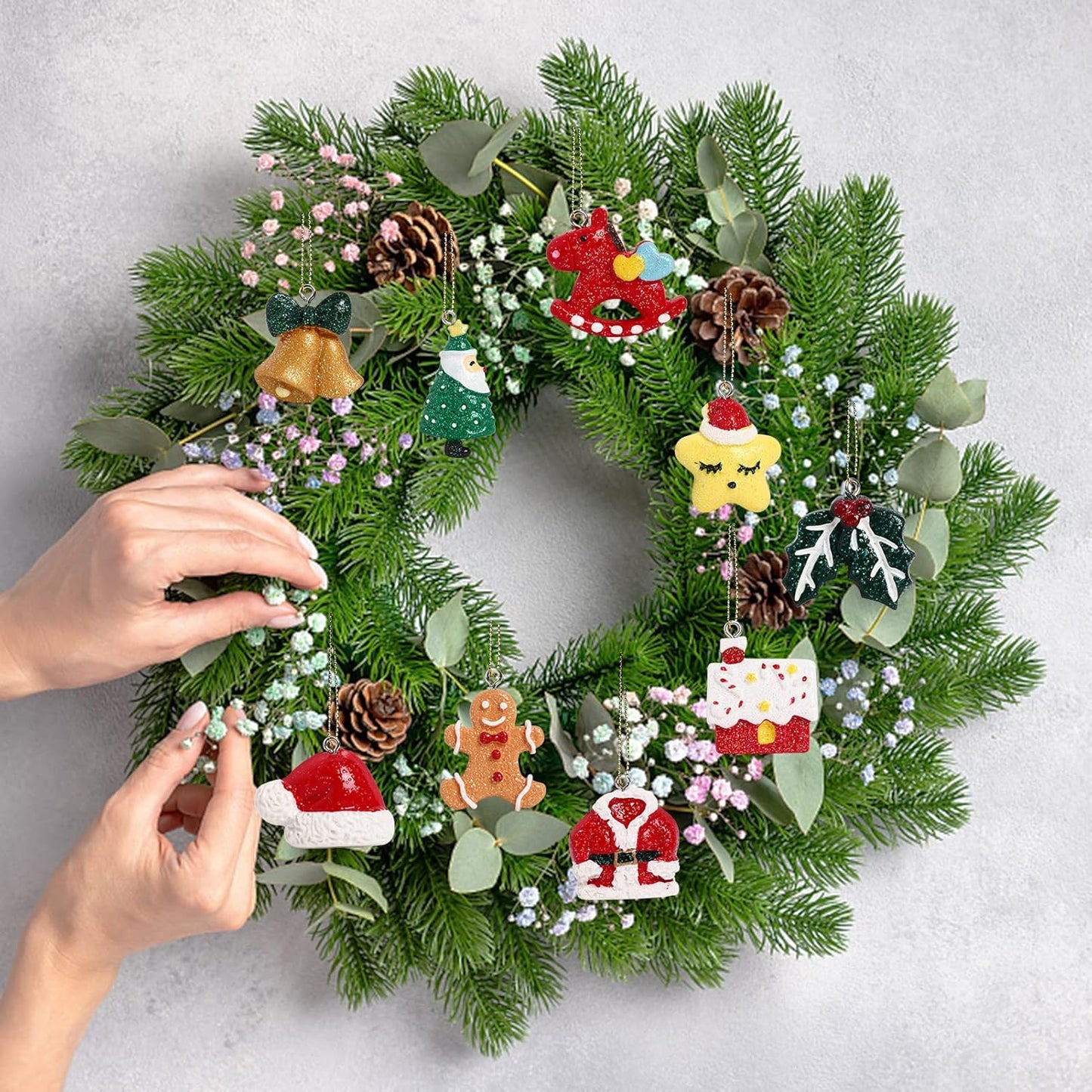 30 pcs Christamas Tree Decorations Clearance,Mini Resin Ornaments for Christmas Trees,Small Santa Clause Charms Xmas Decorations Sets for Girls Women