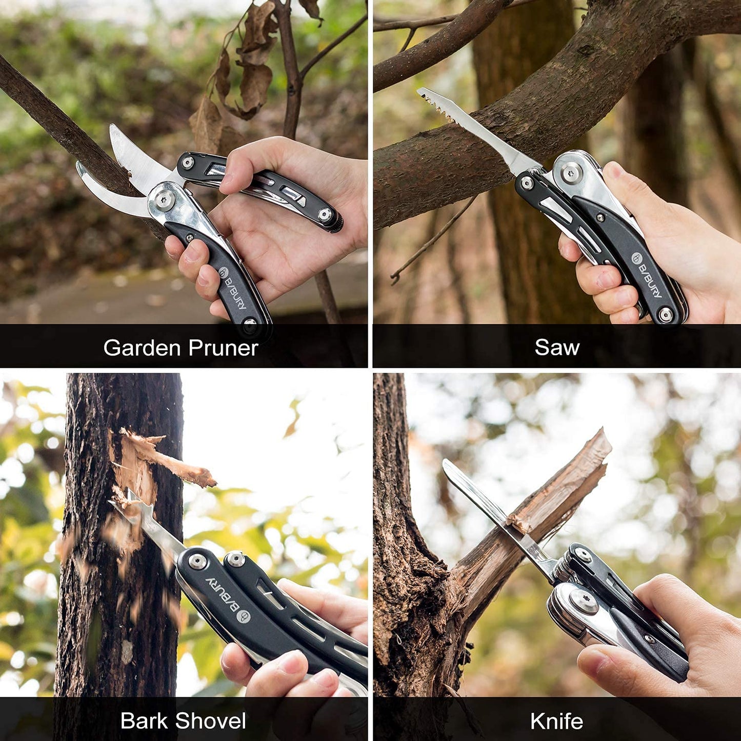 Bibury Gardening Hand Pruners, 5 in 1 Multitools Folding Scissors 420 Stainless Steel Pruning Shears for Tree Trimmers Secateurs,Garden Scissors,Garden...