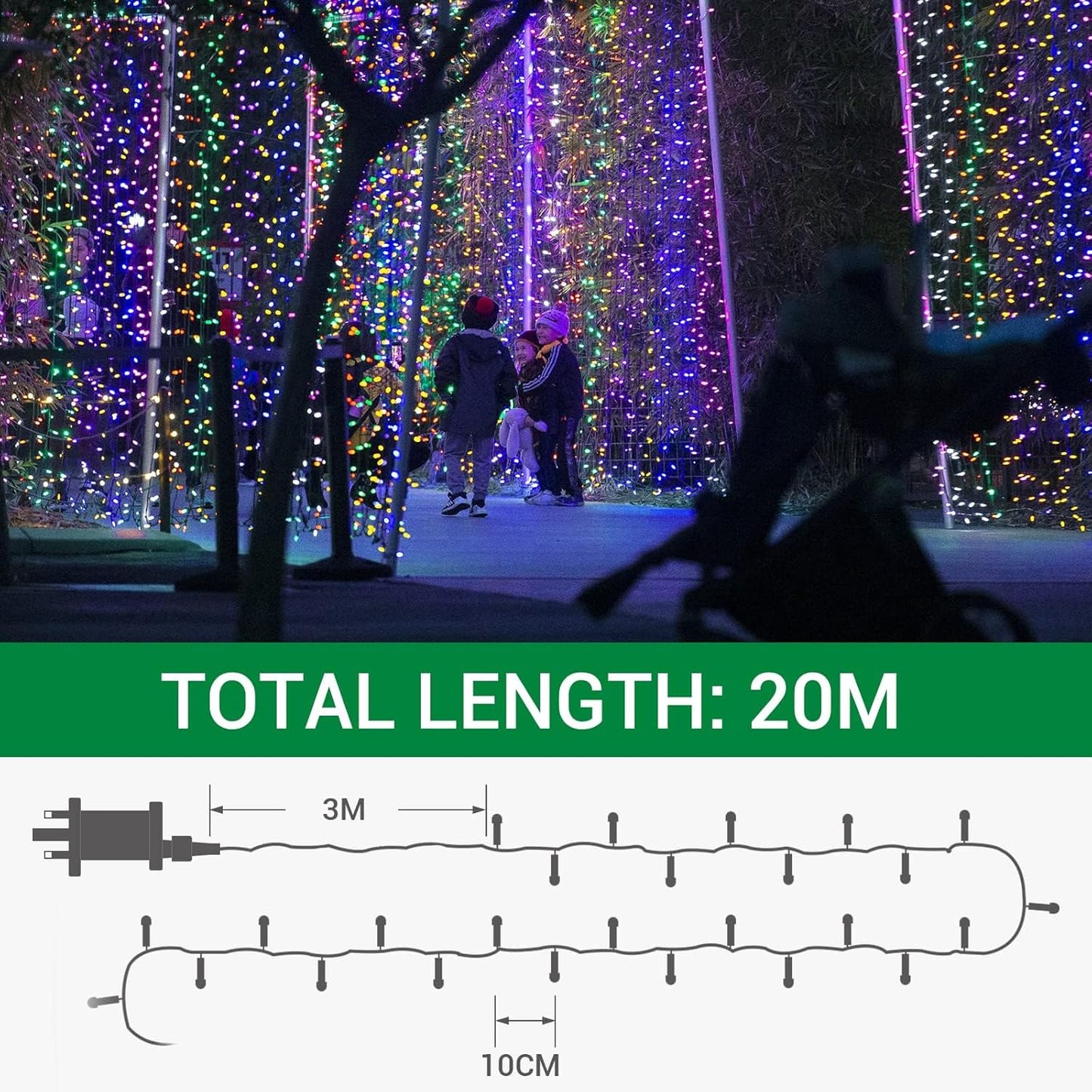 Aurora Four Colours 20 m 200 Lights UK LW