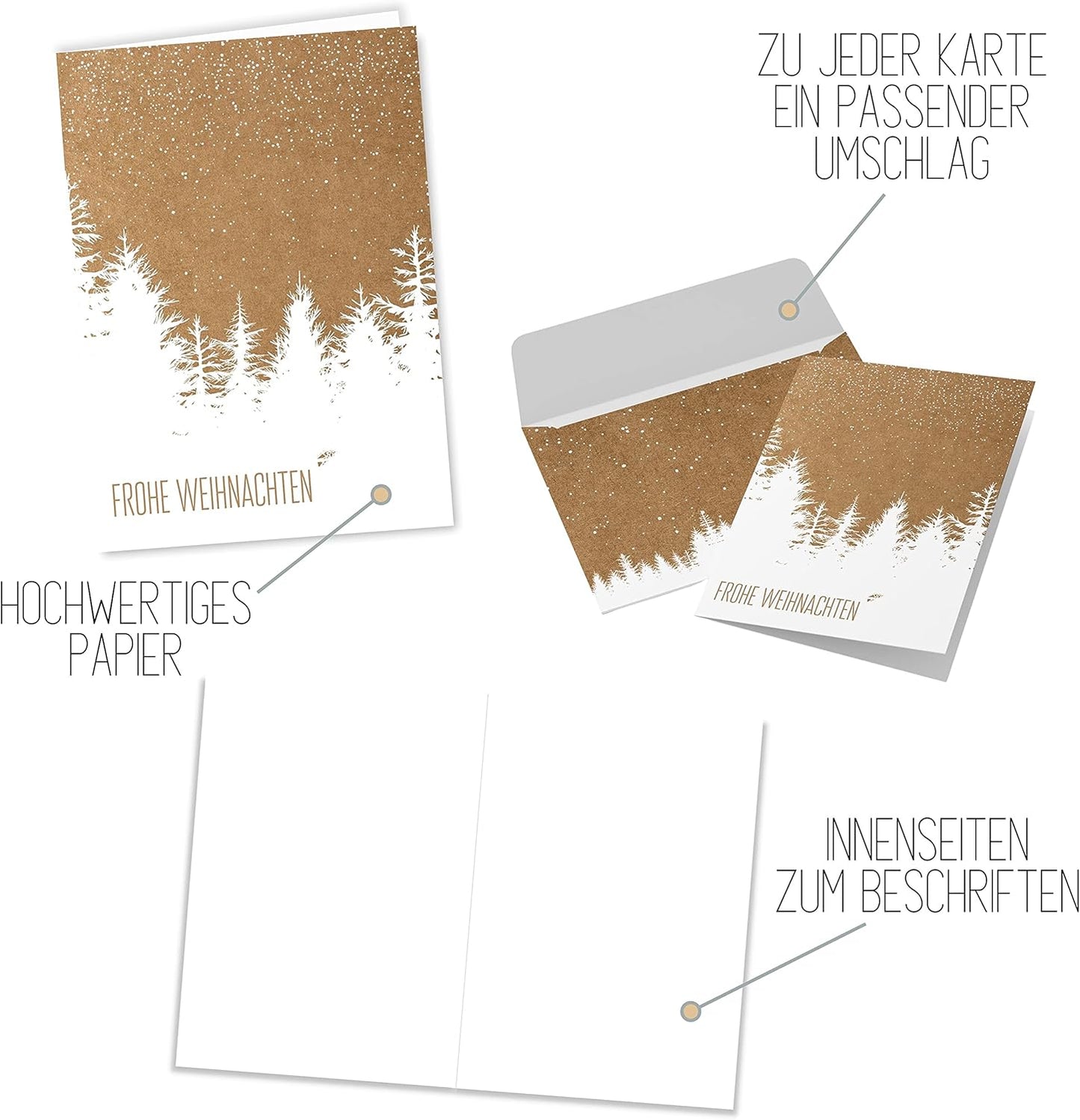 Christmas Cards with Envelope Set (12 Pieces) - A6 Folding Cards for Christmas - Christmas Postcard with Envelopes for Your Christmas Greetings - Cool...