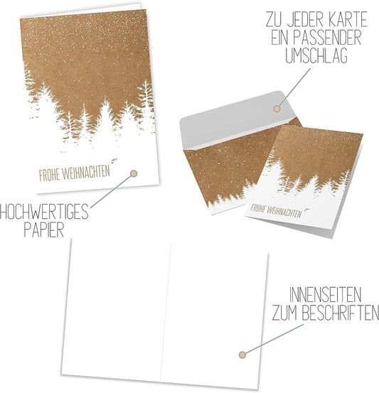 Christmas Cards with Envelope Set (12 Pieces) - A6 Folding Cards for Christmas - Christmas Postcard with Envelopes for Your Christmas Greetings - Cool...