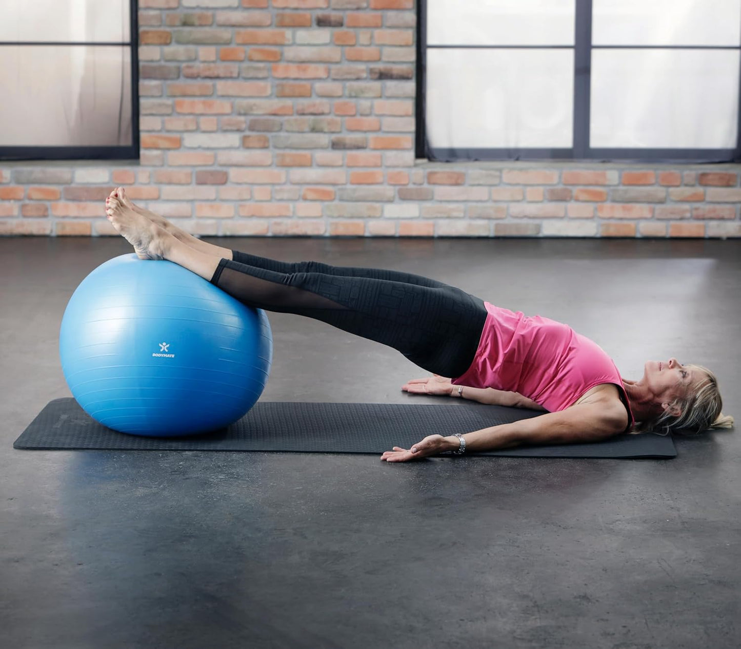 BODYMATE Anti-burst Exercise Ball - Includes Ebook and air pump - Gym-quality Swiss ball for fitness, pregnancy & birth and sizes
