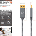 CSL - 4k DisplayPort Cable 3 m - DisplayPort to DisplayPort - DP 1.2-4K 60Hz and 2K 144Hz - Bandwidth of up to 21.6 Gbits - Connection Cable - for Monitor...