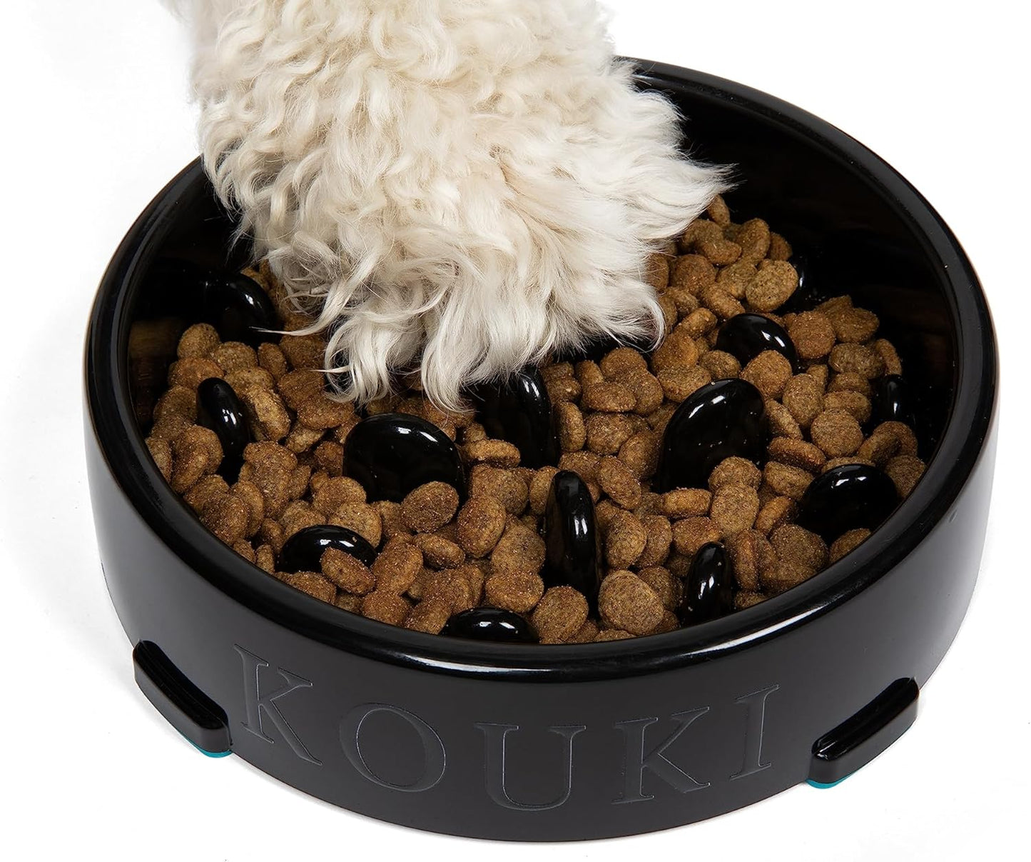 KOUKI - Slow Feeding Dog Bowl - 1.5 Cups - Puppy Certified - Small and Medium Breeds - Slow Feeder Dog Bowls - Maze - Puzzle - Puppy Trainer - Dog Food Bowls - Anti-Slide - Black Dog Feeder