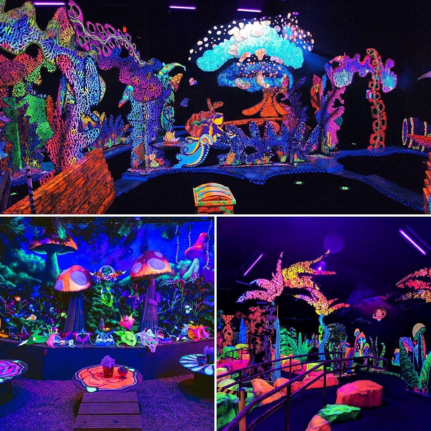 Eleganted  36W LED Black Light Spotlight, Improved 64 LED Black Light Lamp Tube with Plug, Switch and 150cm Cable, Lights 22x22ft for Halloween Party Stage Lighting