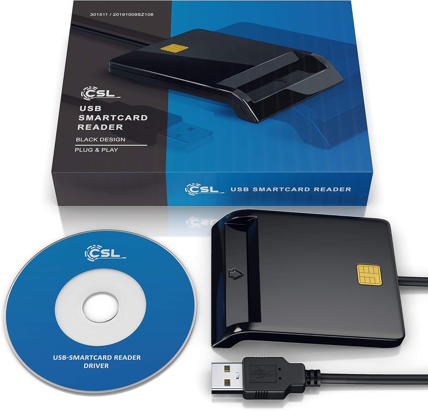 CSL - USB external smart card reader - Plug and Play - Power status LED - USB bus powered - HBCI Capable - Windows 11 compatible – black – high speed –...