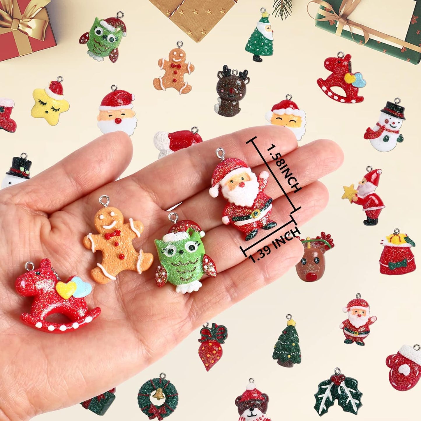 30 pcs Christamas Tree Decorations Clearance,Mini Resin Ornaments for Christmas Trees,Small Santa Clause Charms Xmas Decorations Sets for Girls Women