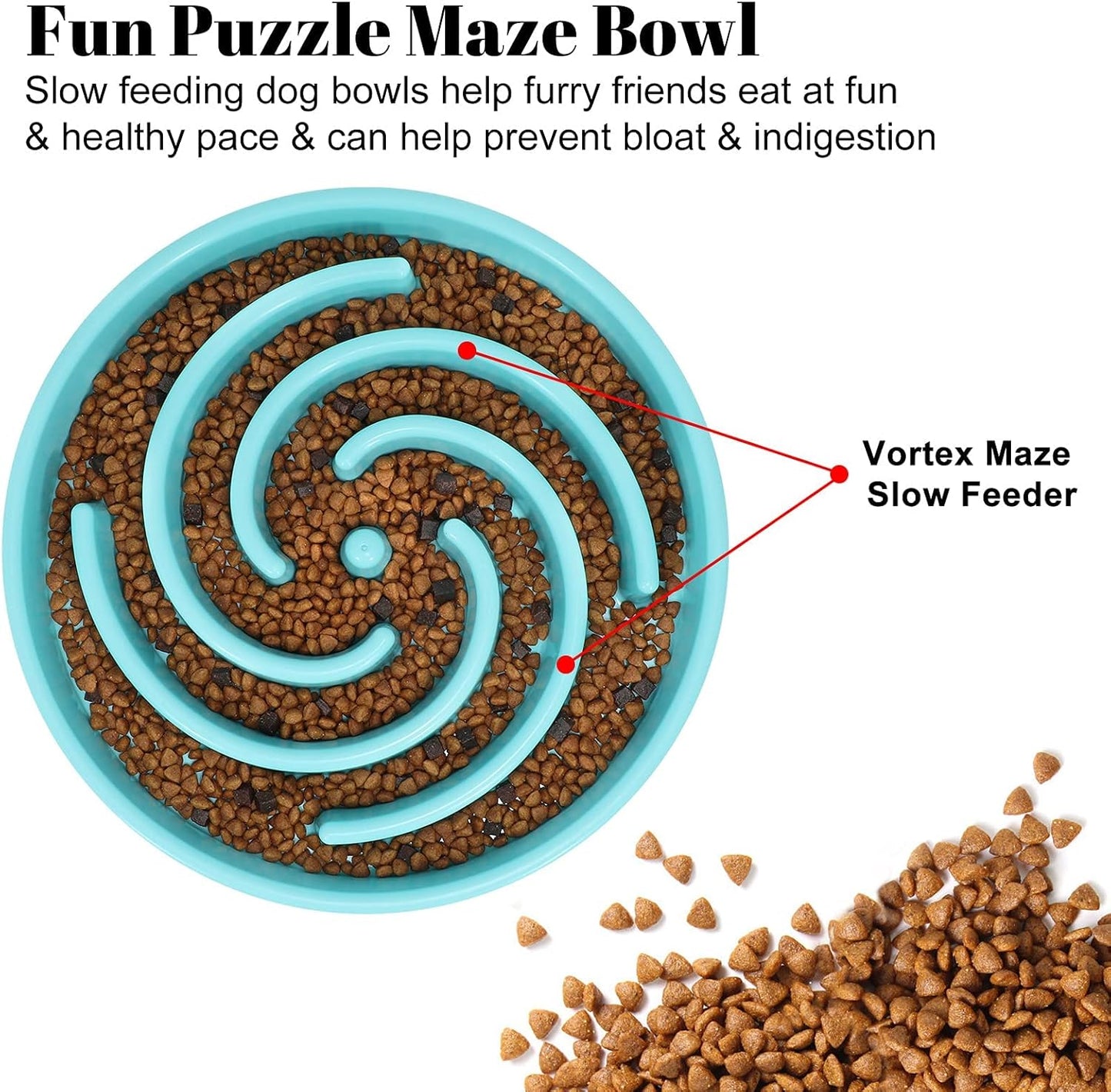 Slow Feeder Large Dog Bowl - Non Slip Maze Puzzle Bowl for Medium Dogs - Blue