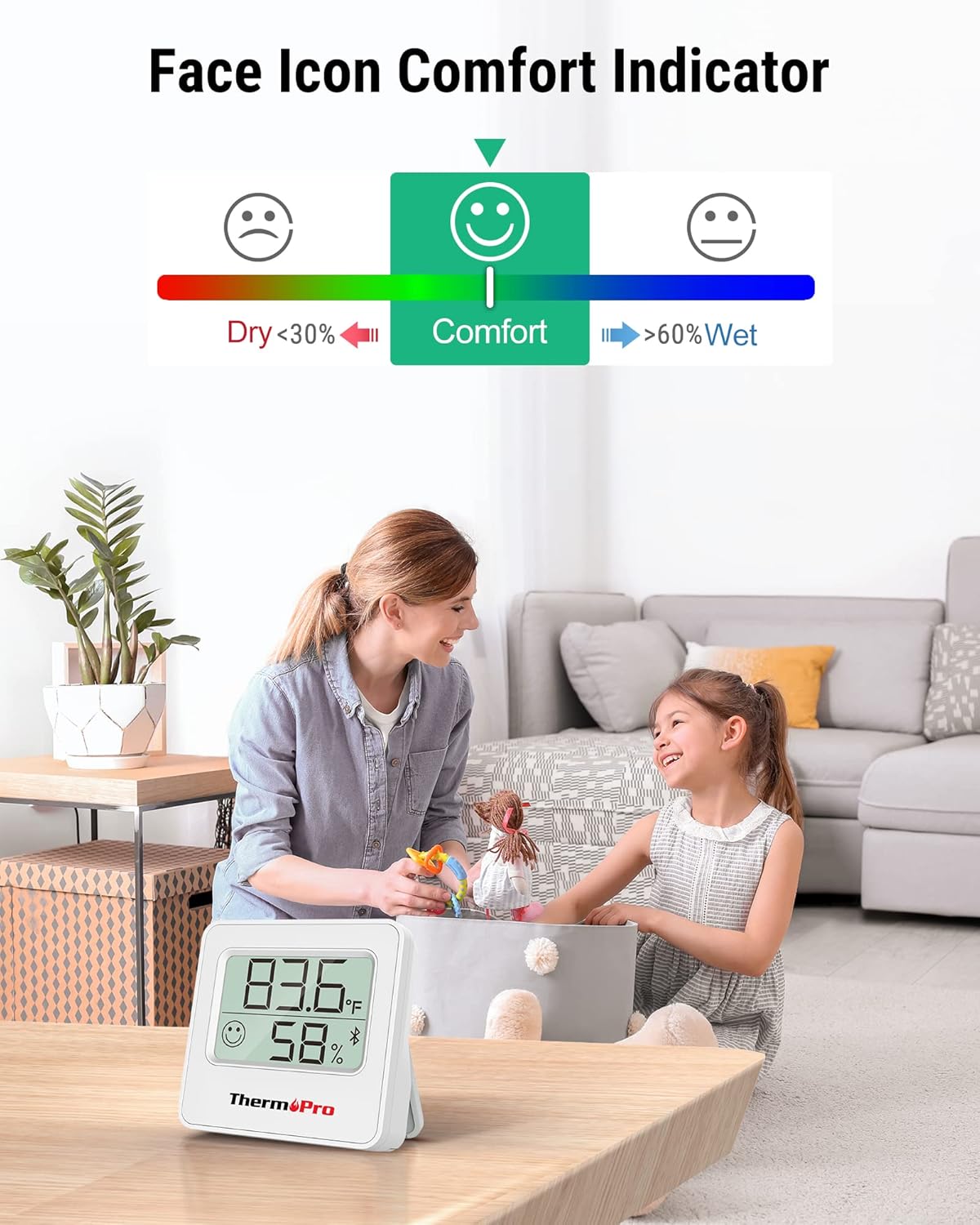 ThermoPro TP357 2 Pack 260FT Bluetooth Hygrometer Room Thermometer for Home with Remote Temperature and Humidity Monitor & Smart APP, Temperature...