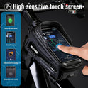 WILD MAN Bike Phone Bag Bike Pouch Top Tube Bag Bicycle Front Frame Bag Waterproof Bike Bag Phone Holder Compatible with 6.5”(Black)