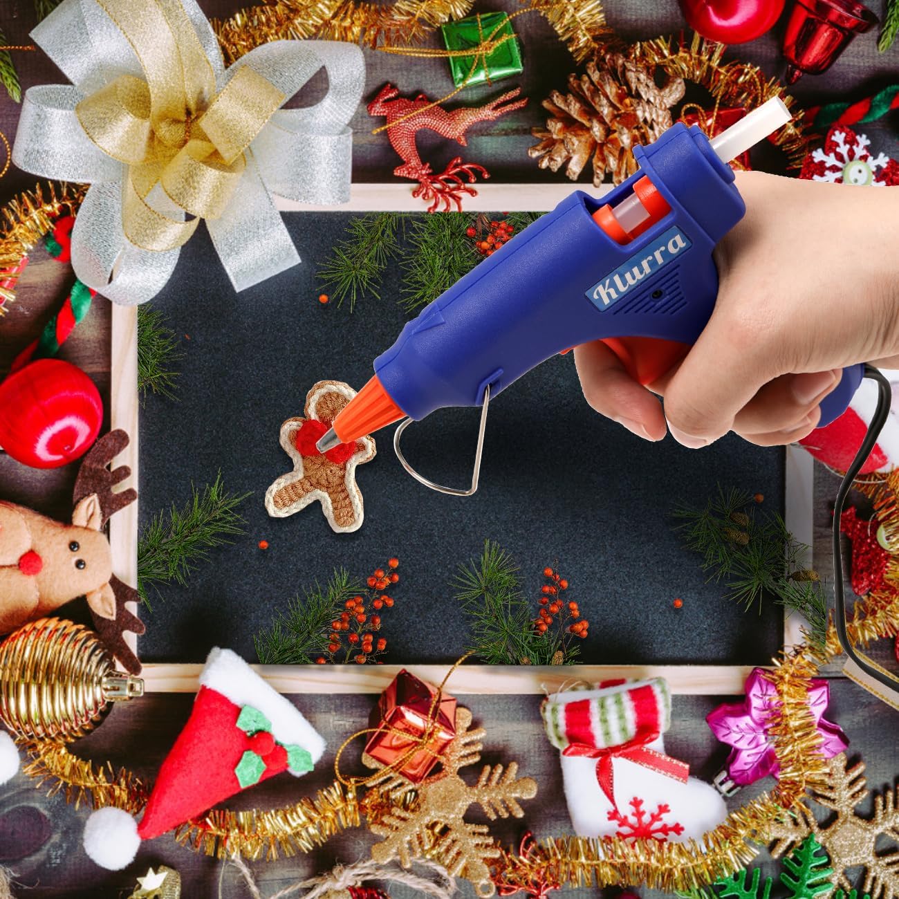 Klurra Hot Glue Gun, Mini Hot Glue Gun Kit with 30 Glue Sticks for School Crafts DIY Arts Quick Home Repairs, 20W (Blue)