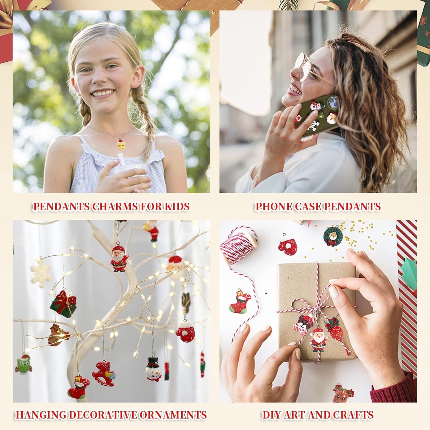 30 pcs Christamas Tree Decorations Clearance,Mini Resin Ornaments for Christmas Trees,Small Santa Clause Charms Xmas Decorations Sets for Girls Women