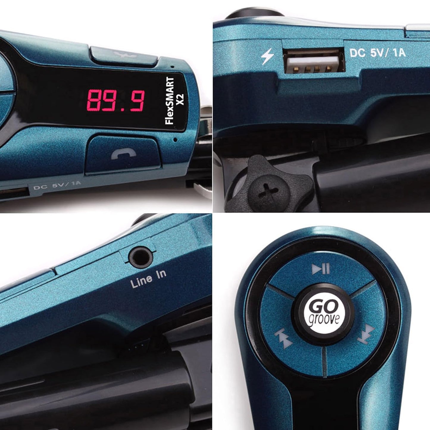 GOgroove FlexSMART X2 Mini In-Car Bluetooth FM Transmitter for Charging, Music Control & Hands-Free Calls