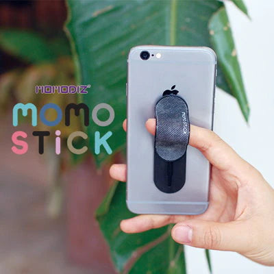 MOMOSTiCK Original Momoclip + Finger Holder – Mobile Phone Grip & Ring Combo Pack (Black)