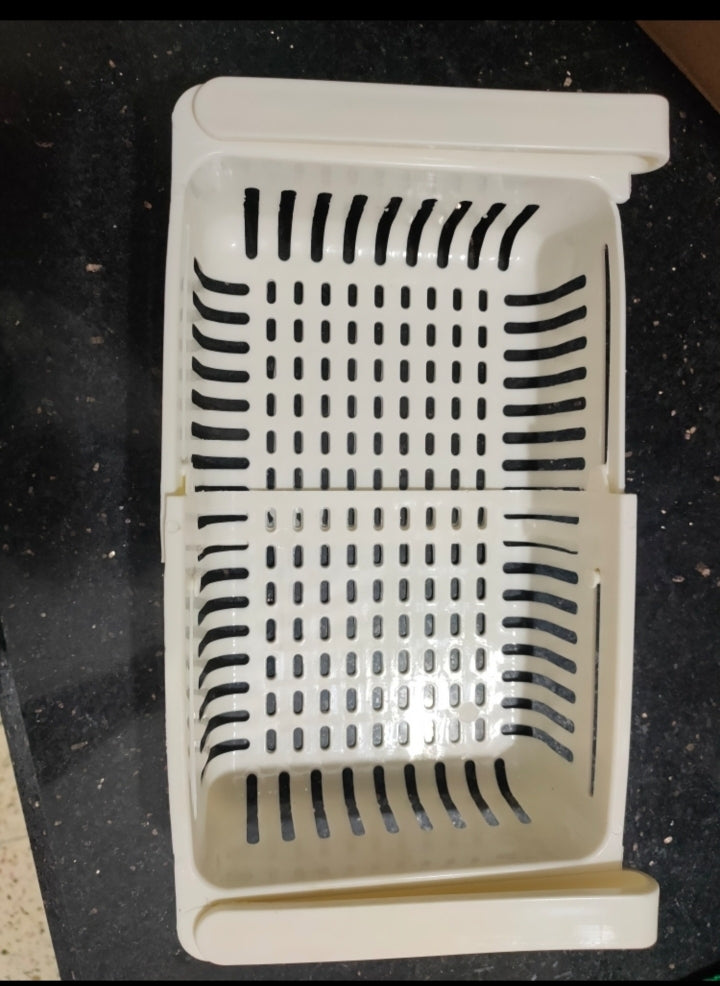 set of 2 Adjustable Fridge Storage Basket | Expandable Plastic Drawer Organizer