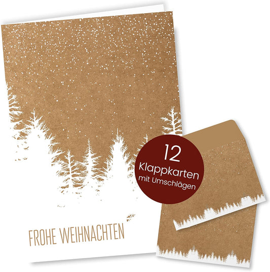Christmas Cards with Envelope Set (12 Pieces) - A6 Folding Cards for Christmas - Christmas Postcard with Envelopes for Your Christmas Greetings - Cool...