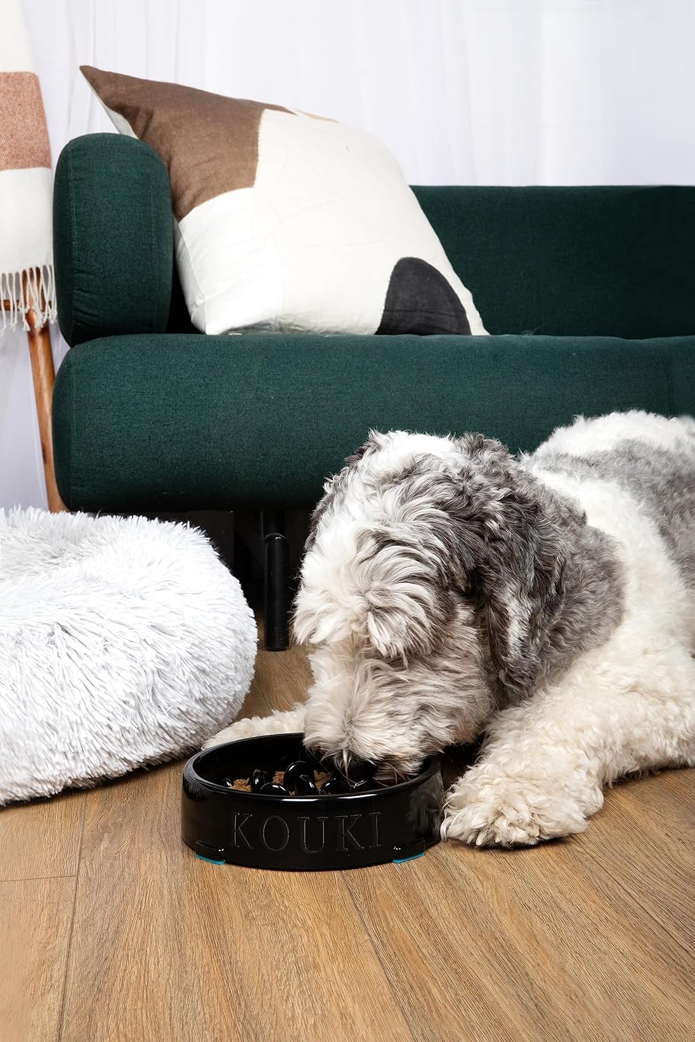 KOUKI - Slow Feeding Dog Bowl - 1.5 Cups - Puppy Certified - Small and Medium Breeds - Slow Feeder Dog Bowls - Maze - Puzzle - Puppy Trainer - Dog Food Bowls - Anti-Slide - Black Dog Feeder