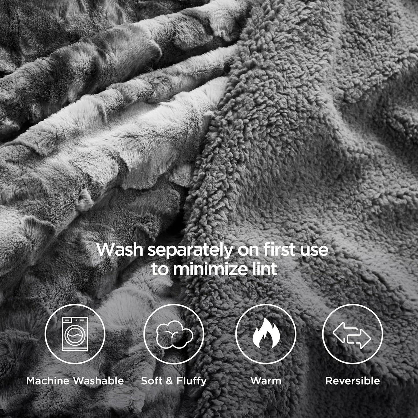 Bedsure GentleSoft Sherpa Throw Blanket – Plush Fleece & Fuzzy Faux Fur, Warm Cozy Tie-Dye Blanket for Couch, Sofa, Bed, Women’s Gift, 50x60 Inches, Grey