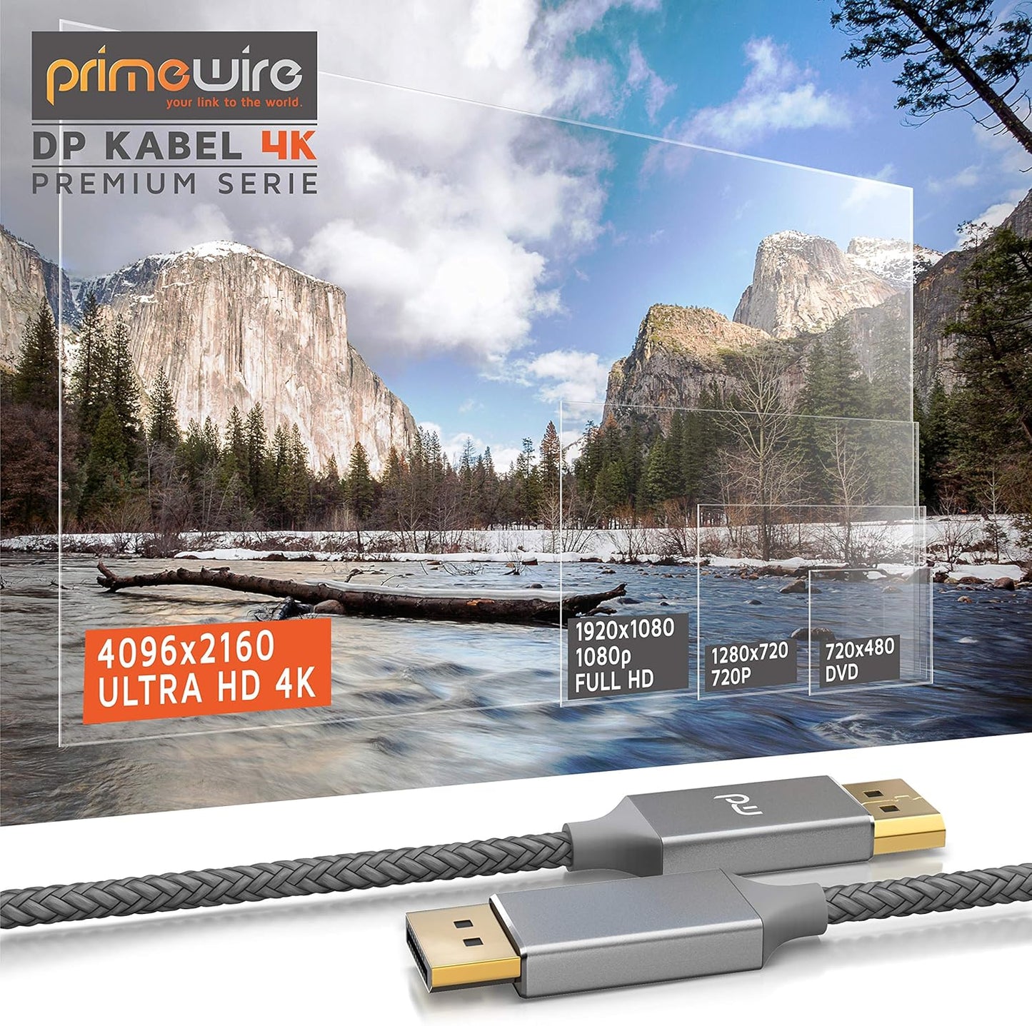 CSL - 4k DisplayPort Cable 3 m - DisplayPort to DisplayPort - DP 1.2-4K 60Hz and 2K 144Hz - Bandwidth of up to 21.6 Gbits - Connection Cable - for Monitor...