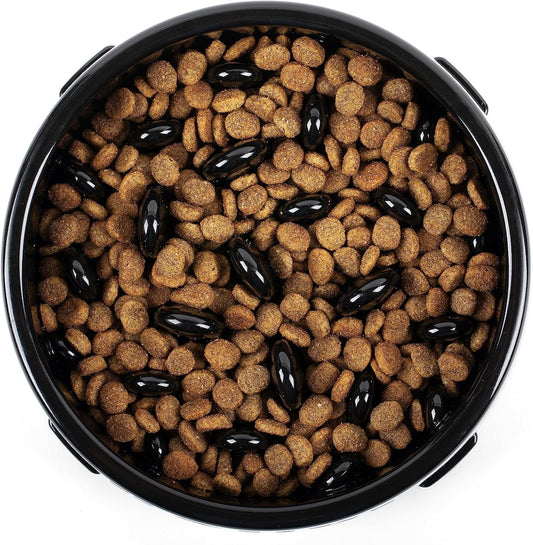 KOUKI - Slow Feeding Dog Bowl - 1.5 Cups - Puppy Certified - Small and Medium Breeds - Slow Feeder Dog Bowls - Maze - Puzzle - Puppy Trainer - Dog Food Bowls - Anti-Slide - Black Dog Feeder