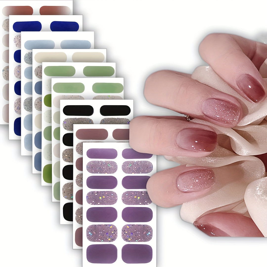 SILPECWEE 13 Sheets Full Nail Wraps – Gradient Glitter Gel Nail Polish Strips for Women