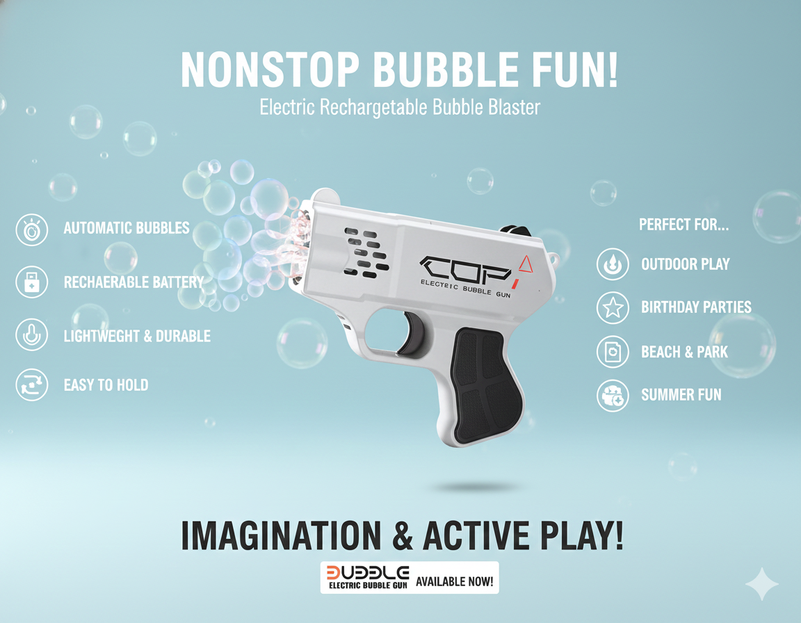 Electric Rechargeable Bubble Blaster – Automatic Bubble Gun Toy for Kids & Outdoor Play