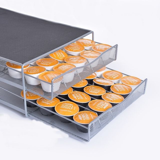 72 Pods Coffee Pod Holder – 2-Tier Drawer Rack Compatible with Dolce Gusto & K-Cup