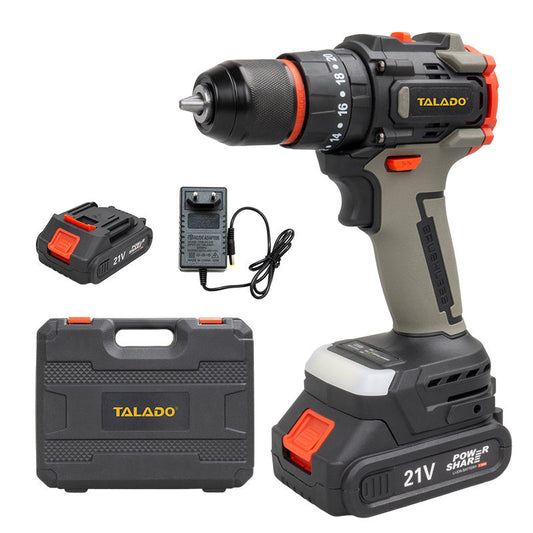 Electric 21V Cordless Impact Drill Set, Brushless Motor, 3000 RPM, 45Nm Torque