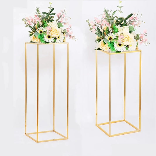 Gold Metal Flower Vase Stand – Wedding Column Centerpiece Rack for Events & Parties