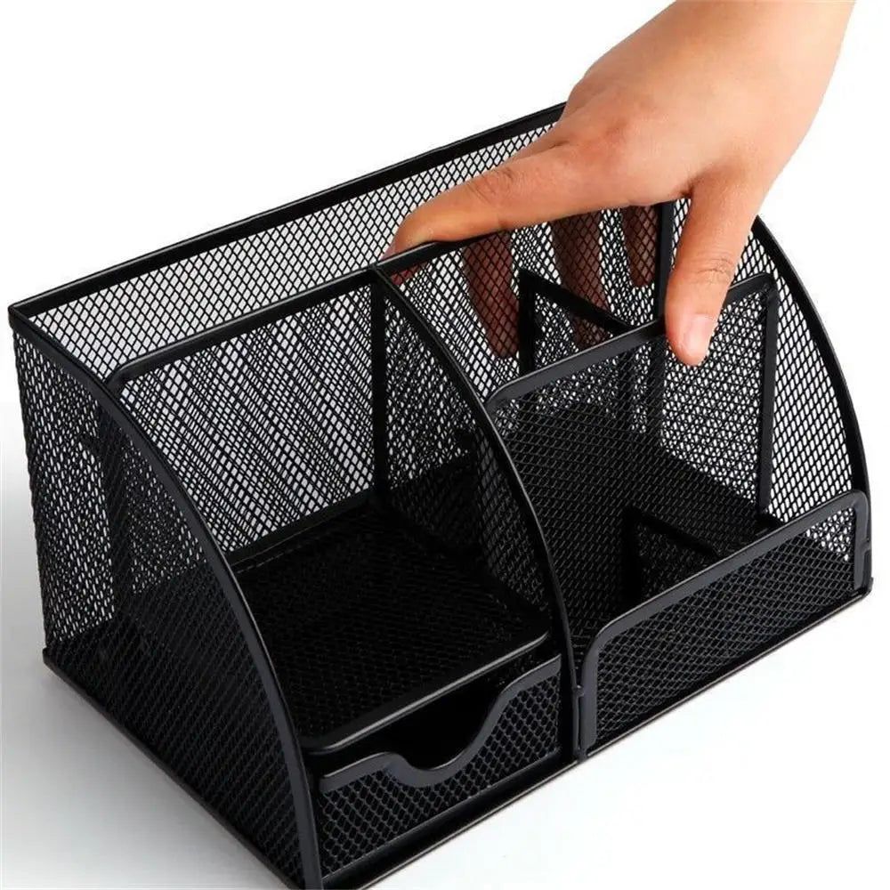 Metal Desk Organizer Pen Pencil Holder – Office Stationery Storage Stand