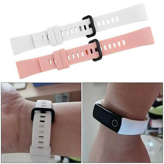 ECSiNG Silicone Watch Strap Compatible with Huawei Band 4 ProBand 3 ProBand 3 Fitness Tracker Sport Watch Band Quick Release Wristband White & Pink
