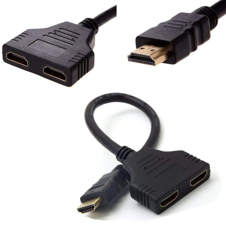 2 Way HDMI Splitter Cable. HDMI Male to 2 HDMI Female. Connect 2 HD Devices.