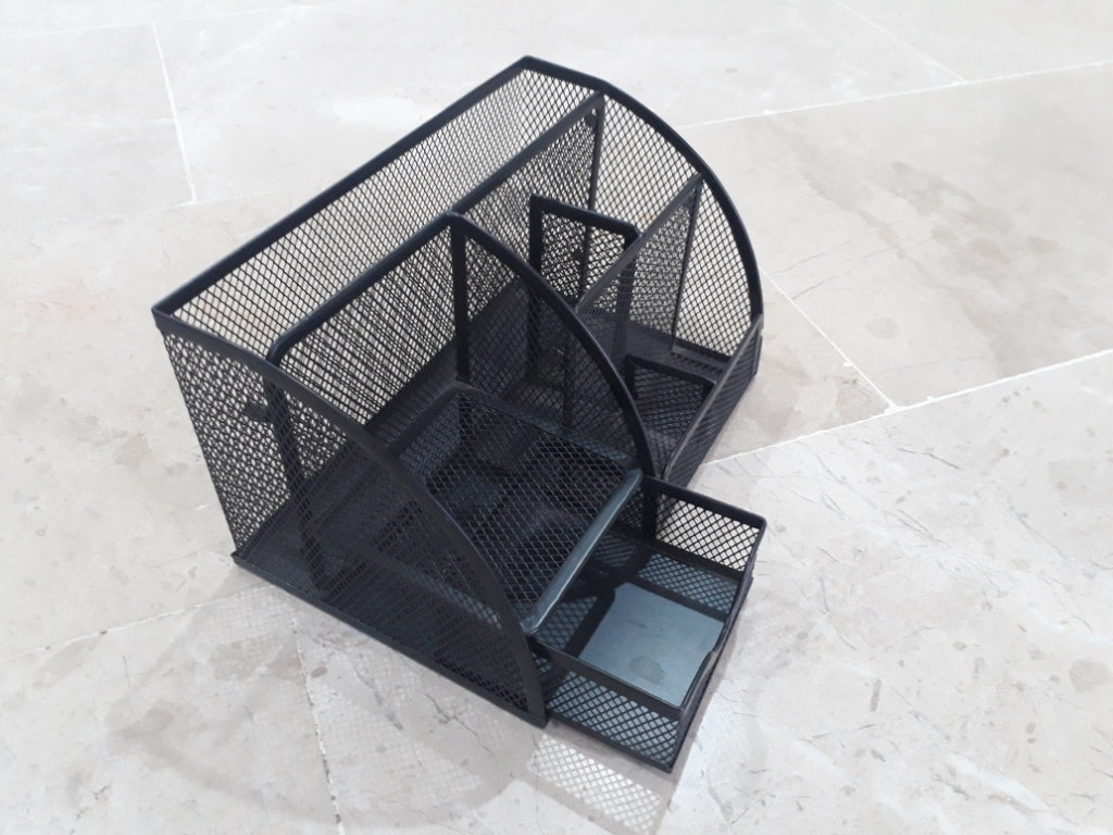 Metal Desk Organizer Pen Pencil Holder – Office Stationery Storage Stand